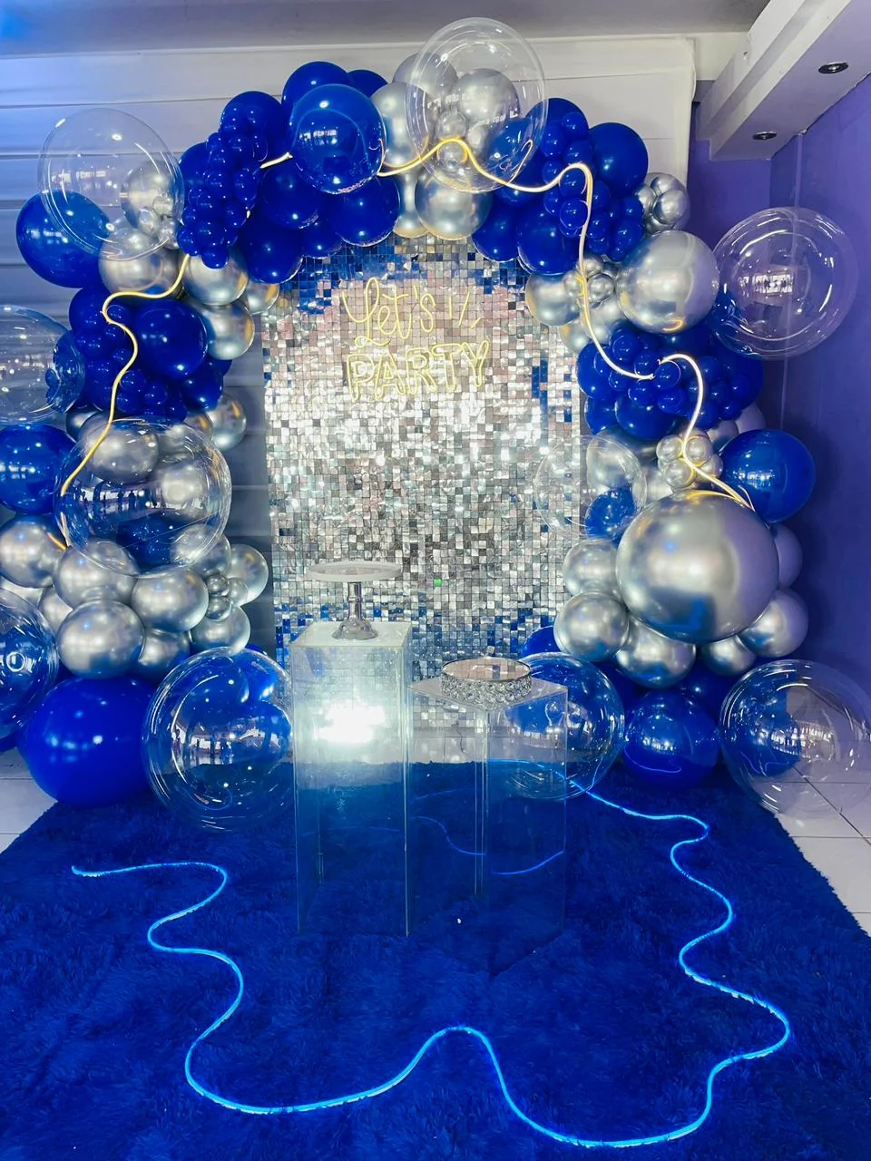 Arco azul/plata "Let's Party"